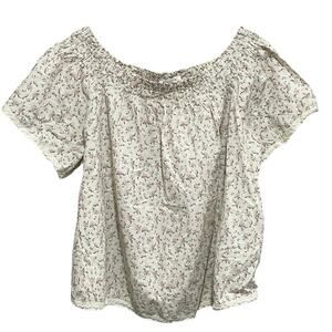 Neuflora Cottagecore Oversized Floral Top Size Large Cream Dainty Floral Boho